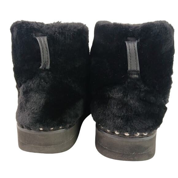 Alexander Wang SZ 8 Yumi Black Shearling Boots Silver Studs - Picture 3 of 10